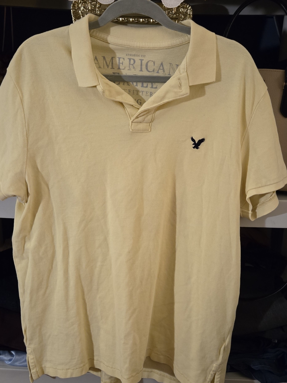 American Eagle Outfitters Men’s Pale Yellow Polo Shirt